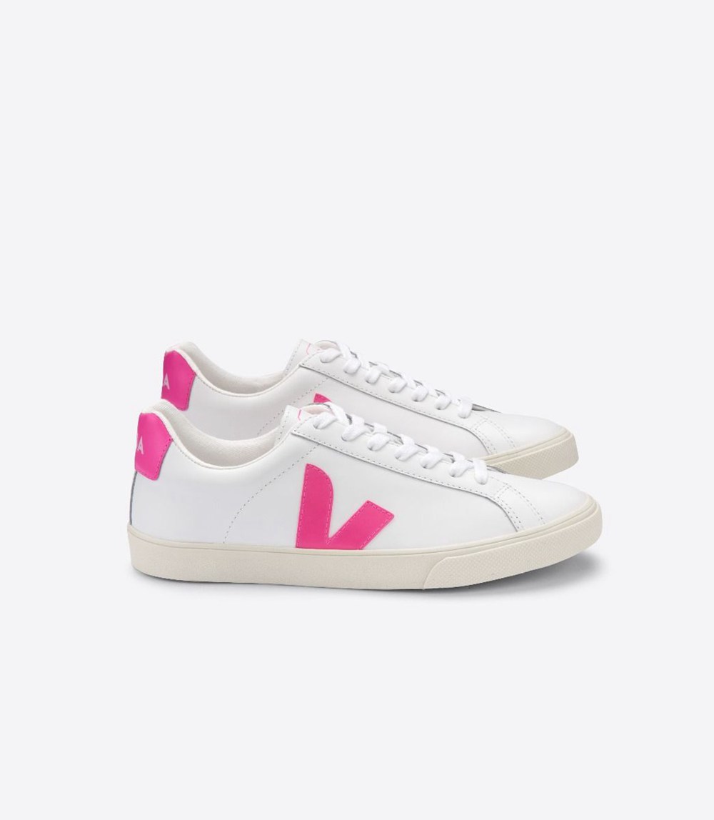 Veja Trainers Womens White/Pink - Esplar Leather - TIOV-82156